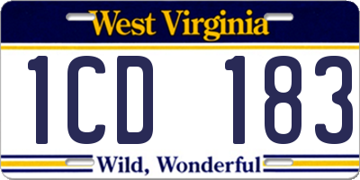 WV license plate 1CD183
