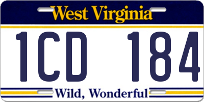 WV license plate 1CD184