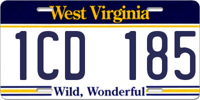 WV license plate 1CD185