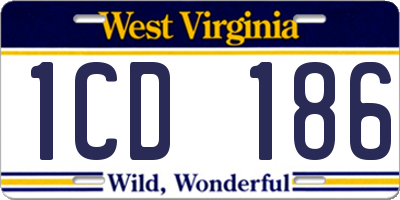WV license plate 1CD186