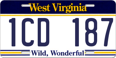 WV license plate 1CD187