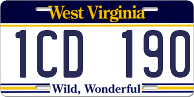 WV license plate 1CD190