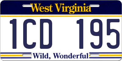 WV license plate 1CD195