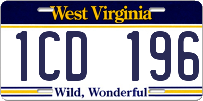 WV license plate 1CD196