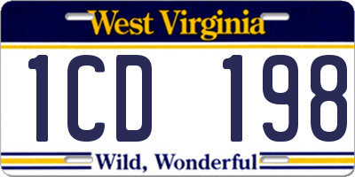 WV license plate 1CD198
