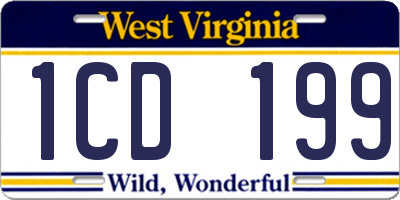 WV license plate 1CD199