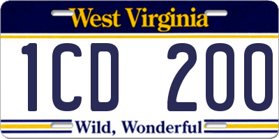 WV license plate 1CD200