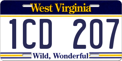 WV license plate 1CD207