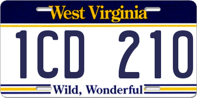 WV license plate 1CD210