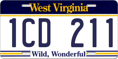 WV license plate 1CD211