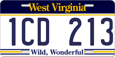 WV license plate 1CD213