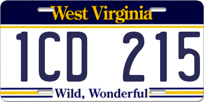 WV license plate 1CD215