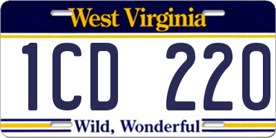WV license plate 1CD220