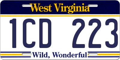 WV license plate 1CD223