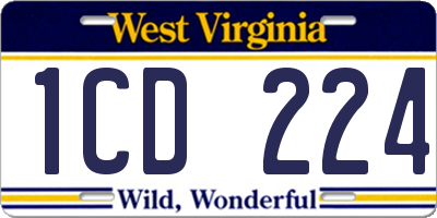 WV license plate 1CD224