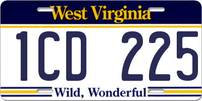 WV license plate 1CD225