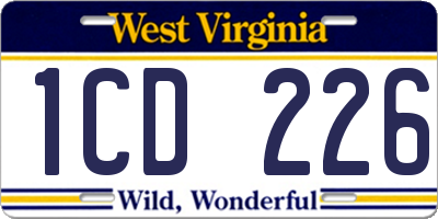 WV license plate 1CD226