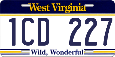 WV license plate 1CD227