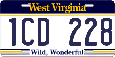 WV license plate 1CD228