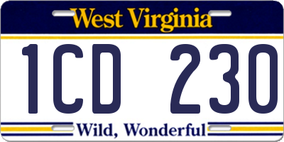 WV license plate 1CD230