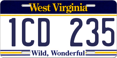 WV license plate 1CD235