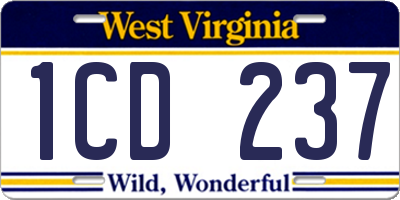 WV license plate 1CD237