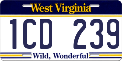 WV license plate 1CD239