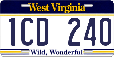 WV license plate 1CD240