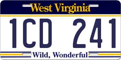 WV license plate 1CD241