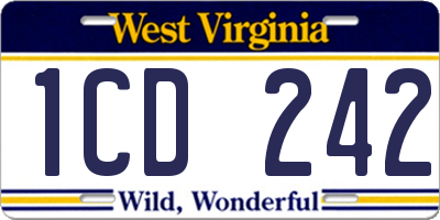 WV license plate 1CD242