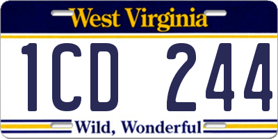 WV license plate 1CD244
