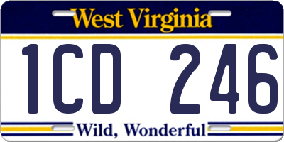 WV license plate 1CD246