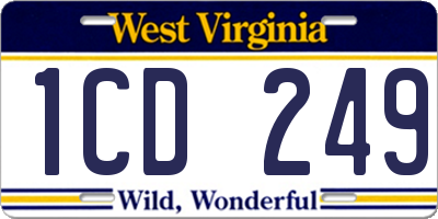 WV license plate 1CD249