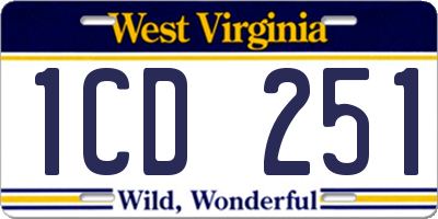 WV license plate 1CD251
