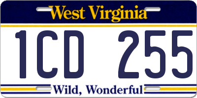 WV license plate 1CD255