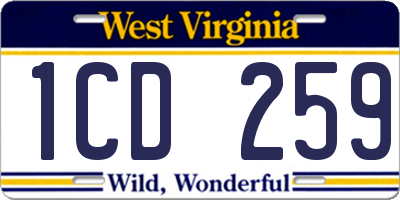 WV license plate 1CD259