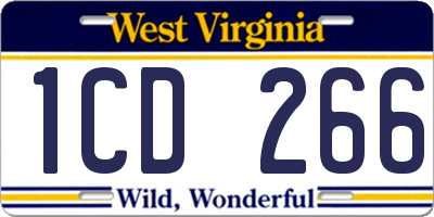 WV license plate 1CD266