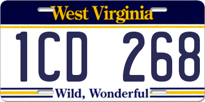 WV license plate 1CD268