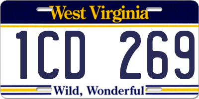 WV license plate 1CD269