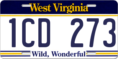 WV license plate 1CD273