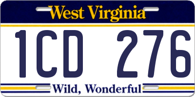 WV license plate 1CD276