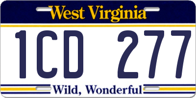 WV license plate 1CD277