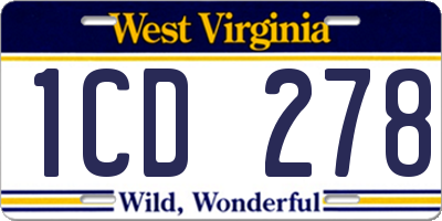 WV license plate 1CD278