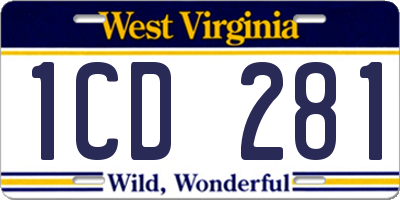 WV license plate 1CD281