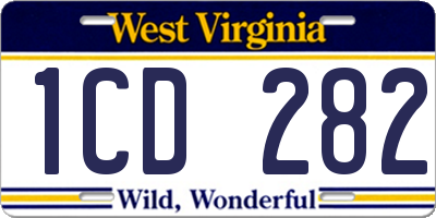 WV license plate 1CD282
