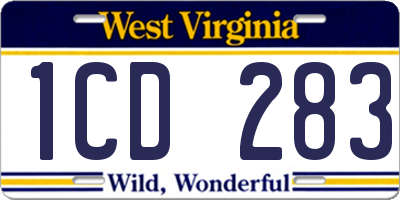 WV license plate 1CD283