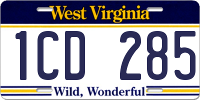 WV license plate 1CD285