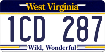 WV license plate 1CD287