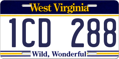 WV license plate 1CD288