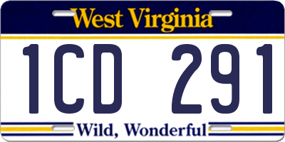 WV license plate 1CD291
